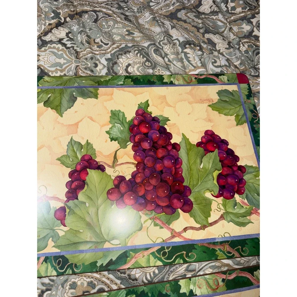 Pimpernel‎ Cork Back Placemats Set of 4 Grapes Vine Motif Made in England Tuscan